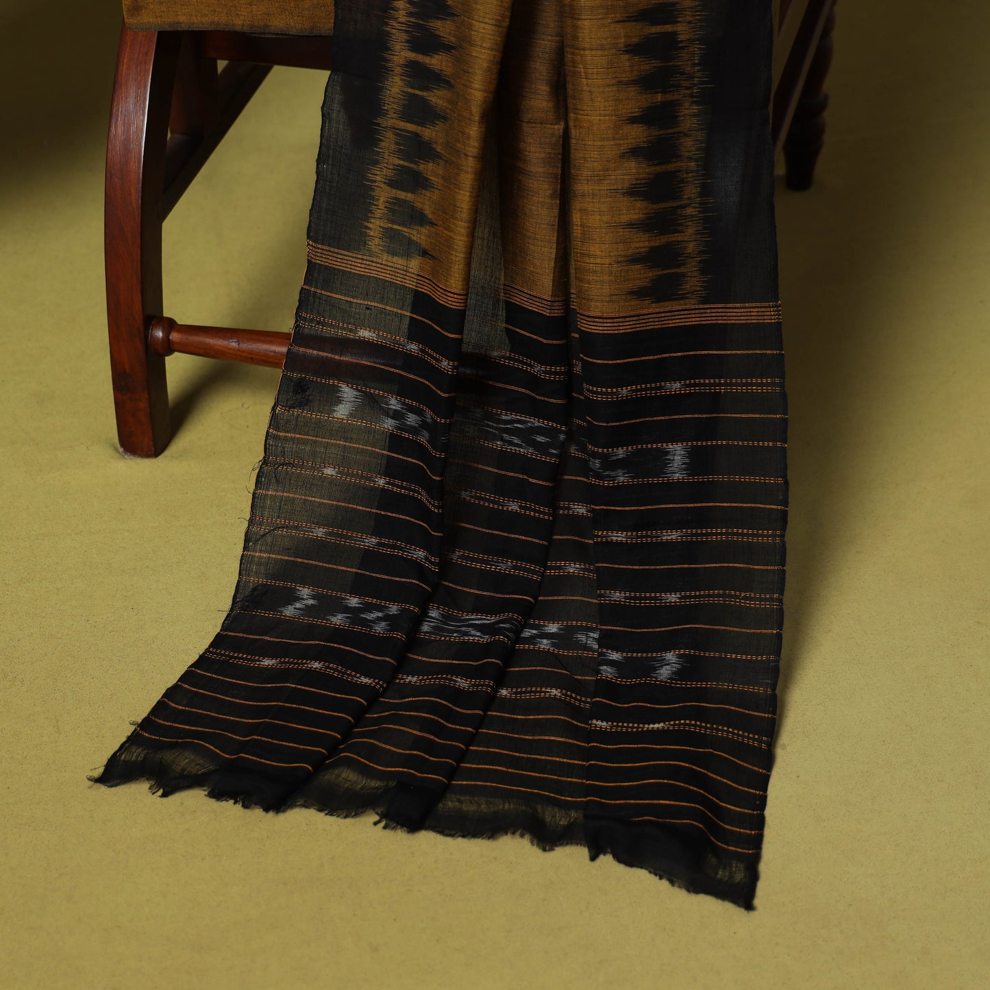 Black - 3pc ikat handloom cotton unstitched sambalpuri