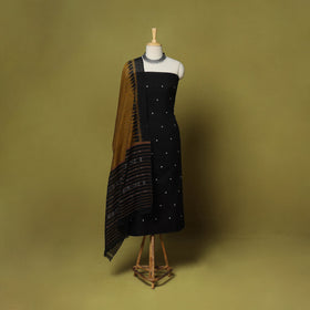 Black - 3pc ikat handloom cotton unstitched sambalpuri