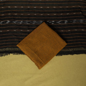 Black - 3pc ikat handloom cotton unstitched sambalpuri