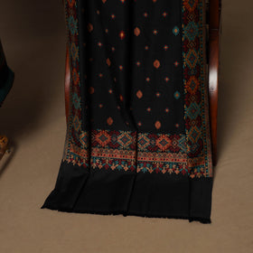 Black - 3pc jacquard weave merino wool unstitched dress