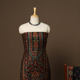 Black - 3pc jacquard weave merino wool unstitched dress