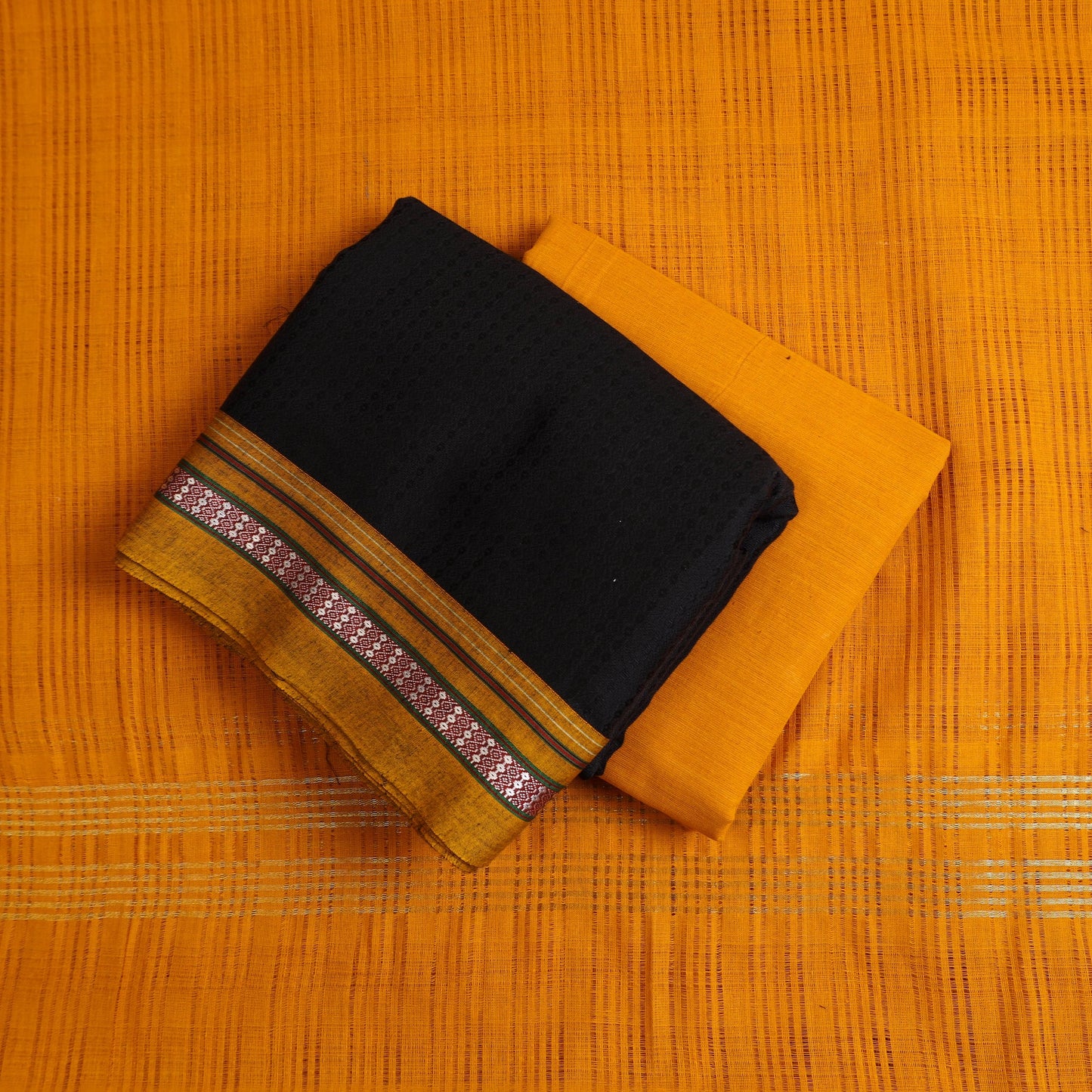 Black - 3pc karnataka weave cotton khun unstitched dress