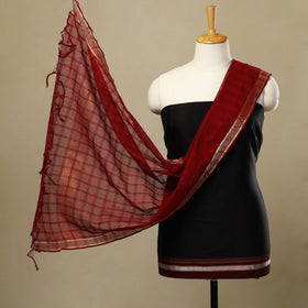 Buy 3pc Black Karnataka Weave Cotton Khun Dress Material