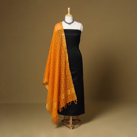 Black - 3pc karnataka weave cotton unstitched khun dress