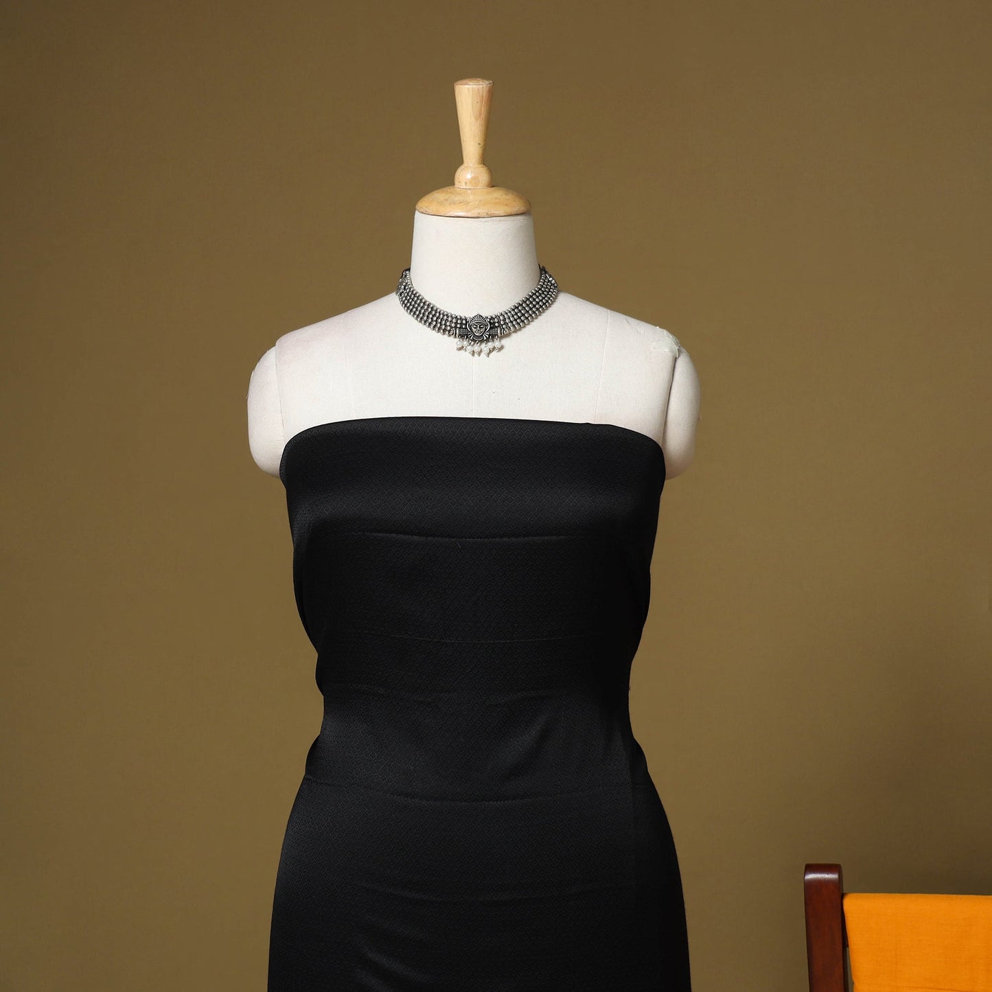 Black - 3pc karnataka weave cotton unstitched khun dress