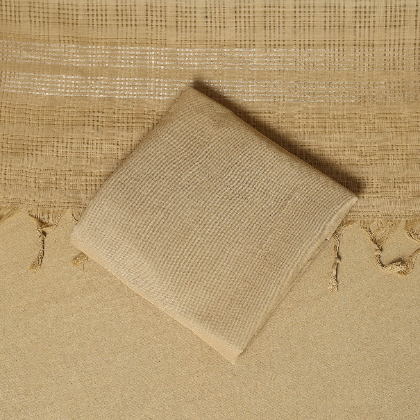 Black - 3pc karnataka weave cotton unstitched khun dress