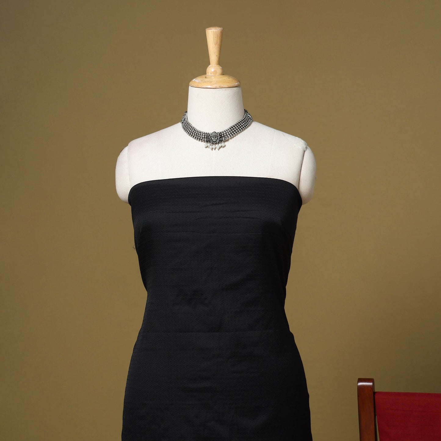 Black - 3pc karnataka weave cotton unstitched khun dress