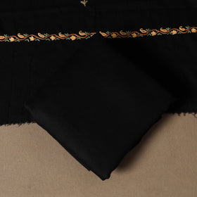 Black - 3pc kashmiri merino wool unstitched sozni hand