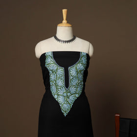 Black - 3pc kashmiri merino wool unstitched sozni hand