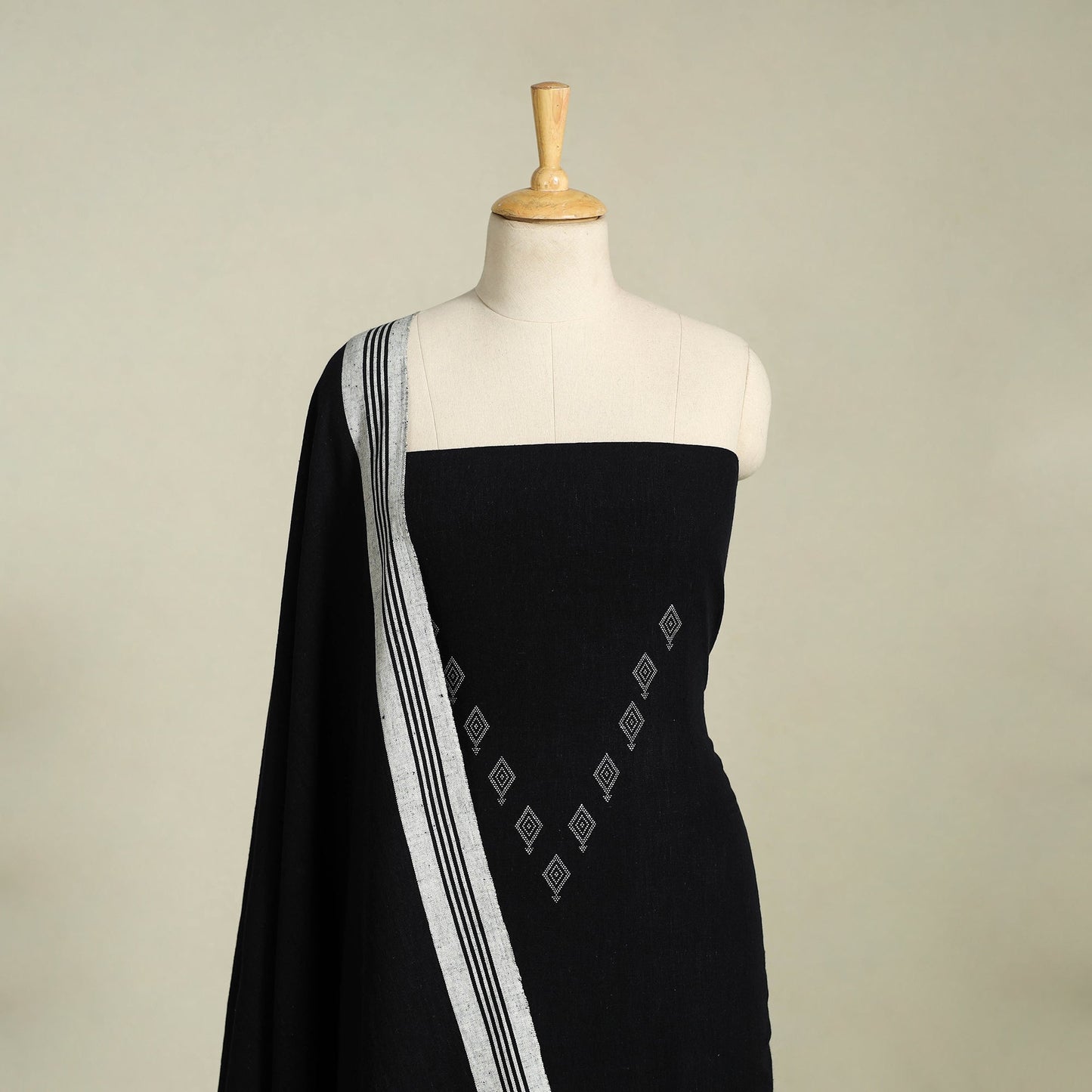 Buy Black 3pc Kutch Handloom Organic Kala Cotton Dress Material