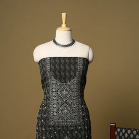 3pc kutch tie-dye satin cotton unstitched aari khatli work