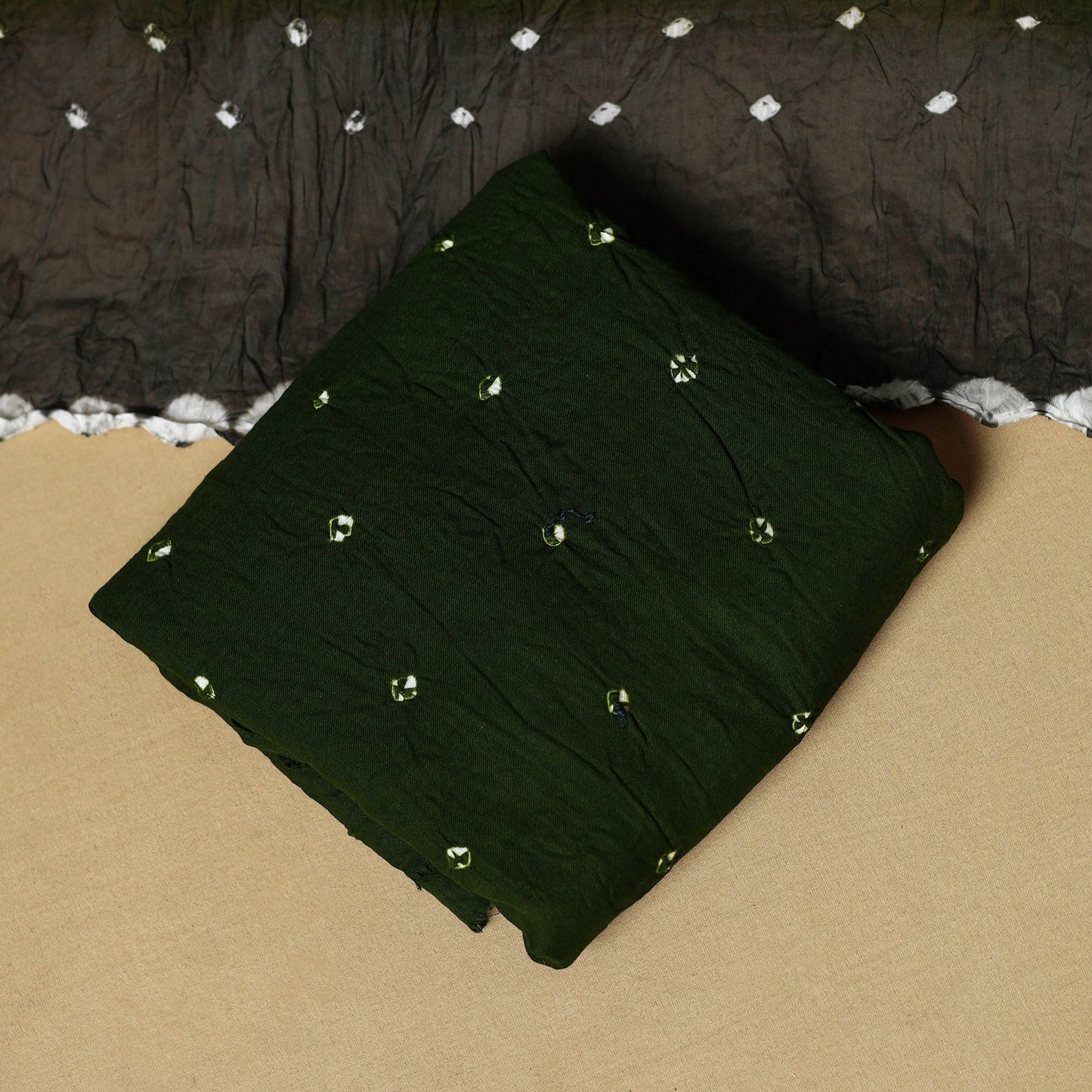 3pc kutch tie-dye satin cotton unstitched bandhani dress