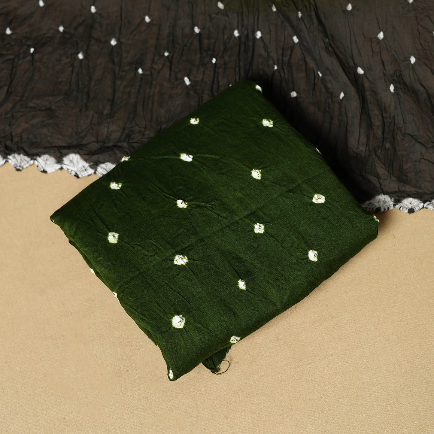 3pc kutch tie-dye satin cotton unstitched bandhani dress