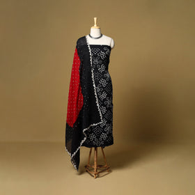 3pc kutch tie-dye satin cotton unstitched bandhani dress