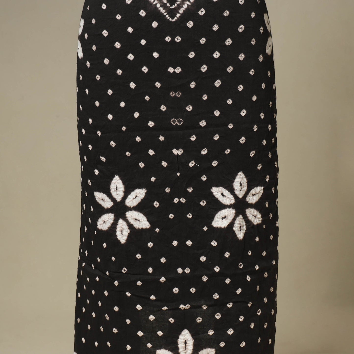 Black - 3pc kutch tie-dye satin cotton unstitched bandhani