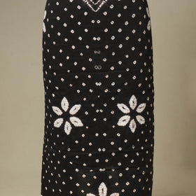 Black - 3pc kutch tie-dye satin cotton unstitched bandhani