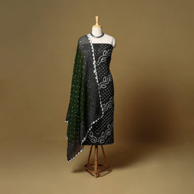 3pc kutch tie-dye satin cotton unstitched bandhani dress