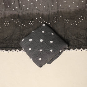 Black - 3pc kutch tie-dye satin cotton unstitched bandhani