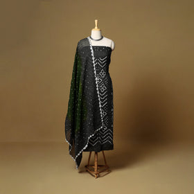 3pc kutch tie-dye satin cotton unstitched bandhani dress