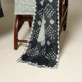 Black - 3pc kutch tie-dye satin cotton unstitched bandhani