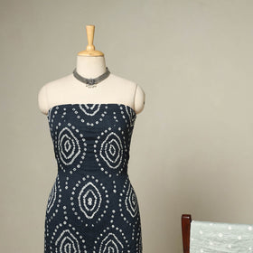 Black - 3pc kutch tie-dye satin cotton unstitched bandhani