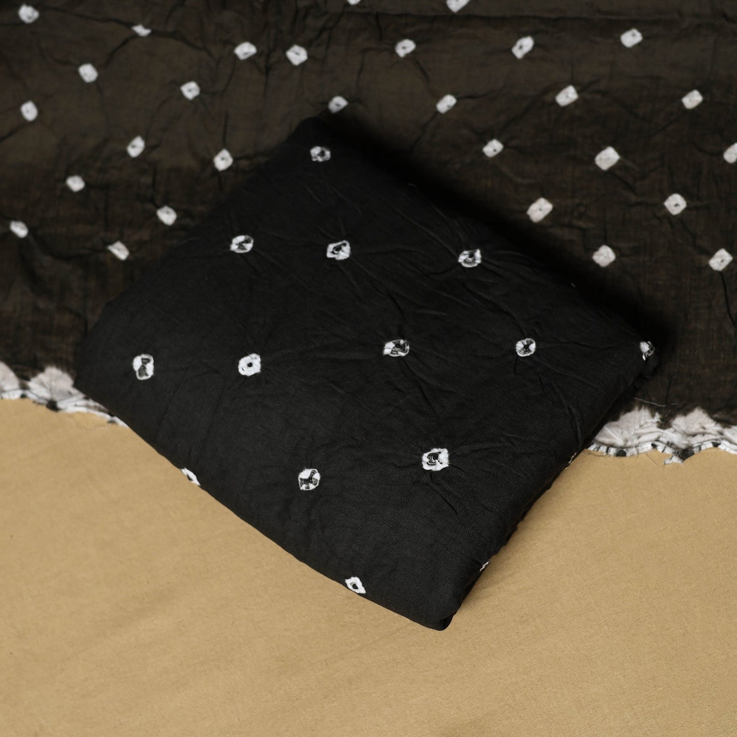 3pc kutch tie-dye satin cotton unstitched bandhani dress