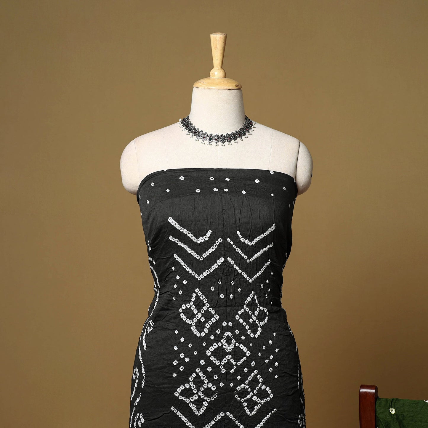 3pc kutch tie-dye satin cotton unstitched bandhani dress