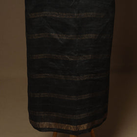 Black - 3pc linen silk handloom unstitched plain dress