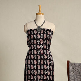 Black 3pc Modal Silk Bagh Print Suit Material 