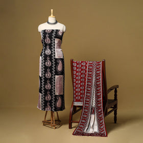 Black - 3pc modal silk unstitched bagh dress material 29