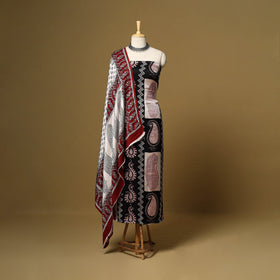 Black - 3pc modal silk unstitched bagh dress material 29