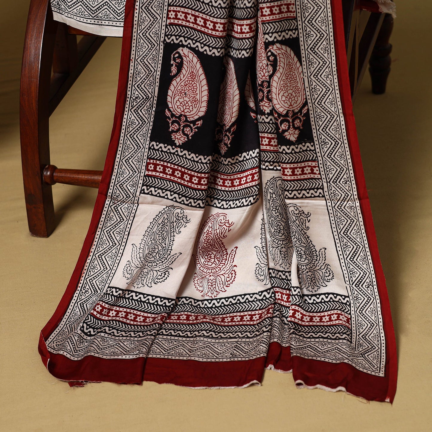 Black - 3pc modal silk unstitched bagh dress material 33