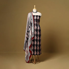 Black - 3pc modal silk unstitched bagh dress material 33