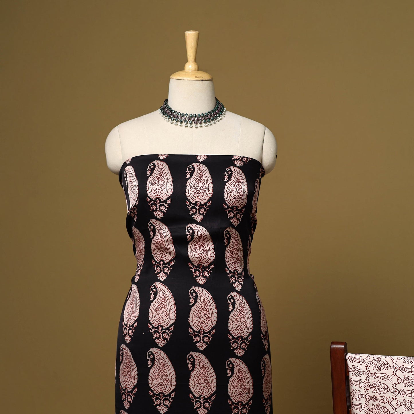 Black - 3pc modal silk unstitched bagh dress material 33