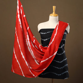 Buy Black 3pc Mul Cotton Tie-Dye Shibori Dress Material