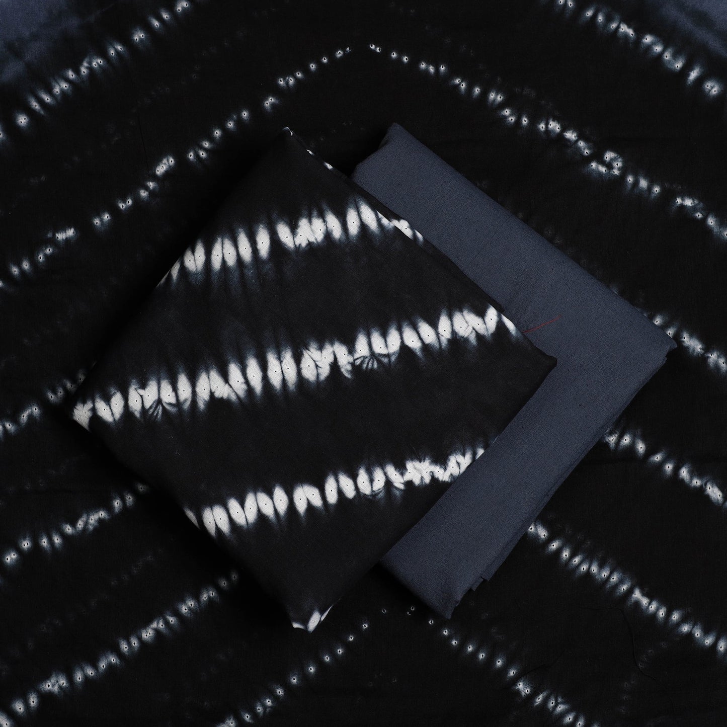  Black 3pc Mul Cotton Tie-Dye Shibori Dress Material