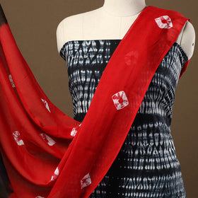  Black 3pc Mul Cotton Tie-Dye Shibori Dress Material