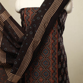 Buy 3pc Black Block Print Cotton Ajrakh Dress Material