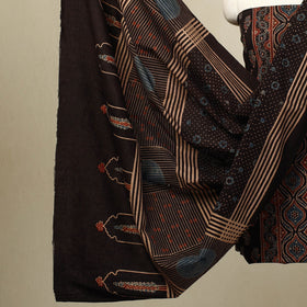 Buy 3pc Black Block Print Cotton Ajrakh Dress Material