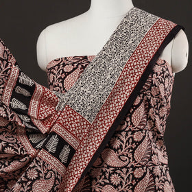 3pc Black Natural Dyed Cotton Bagh Print Suit Material Set