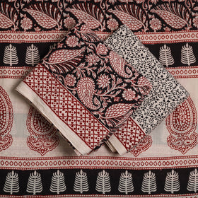3pc Black Natural Dyed Cotton Bagh Print Suit Material Set