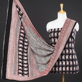  3pc Natural Dyed Cotton Bagh Print Suit Material Set