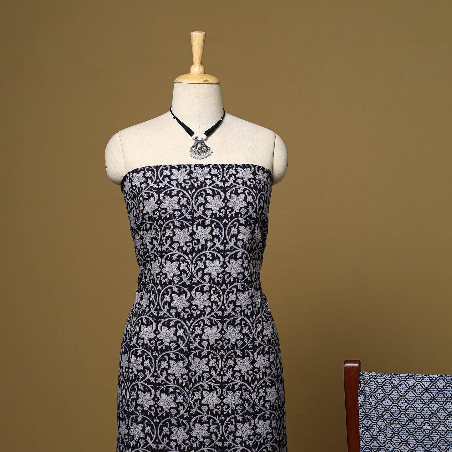 Black - 3pc natural dyed cotton unstitched bagh dress