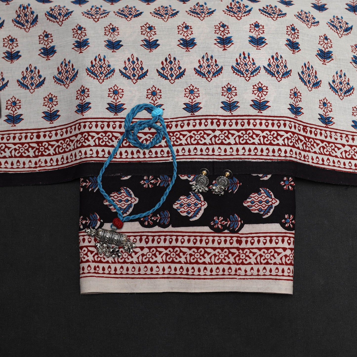 Black - 3pc natural dyed cotton unstitched bagh dress