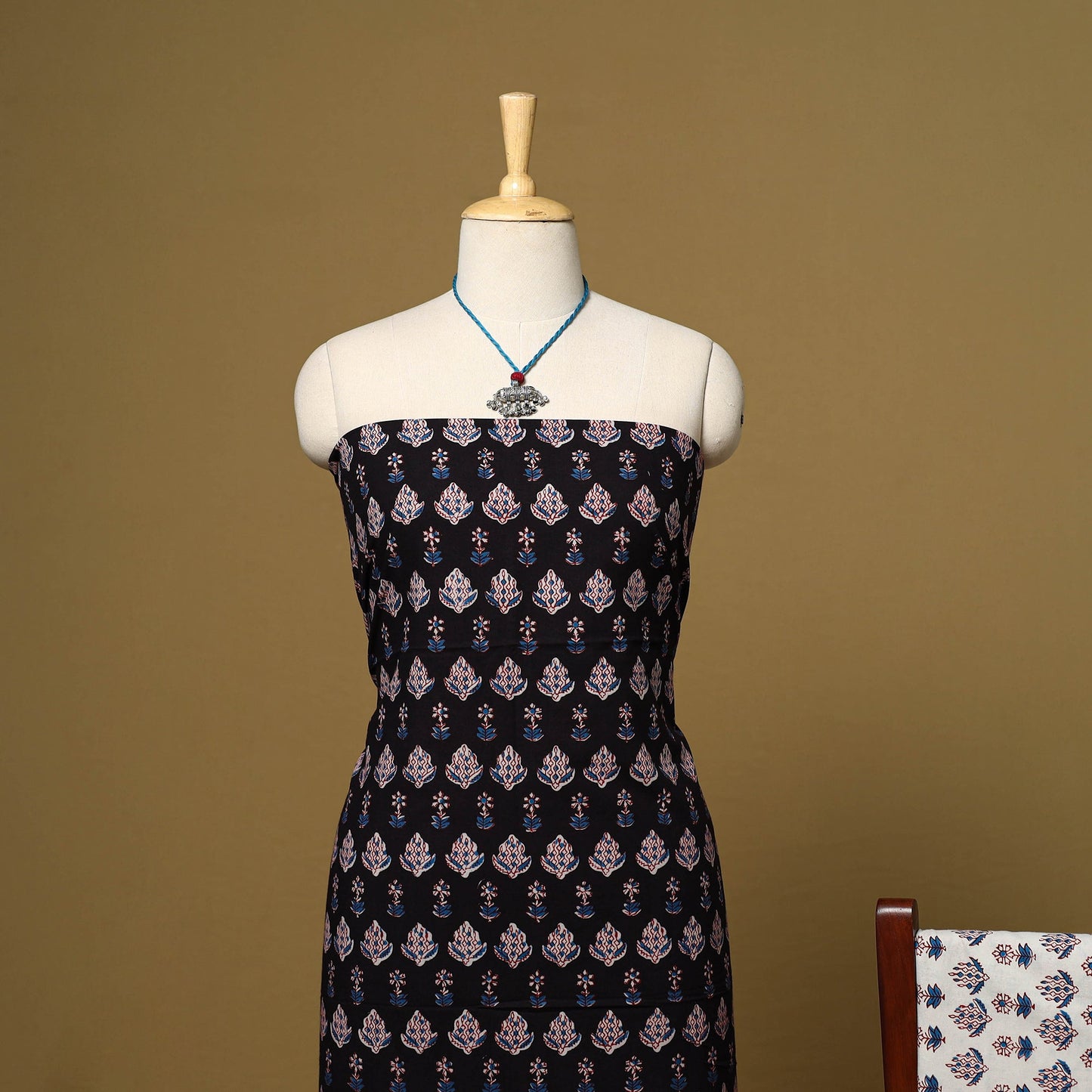 Black - 3pc natural dyed cotton unstitched bagh dress