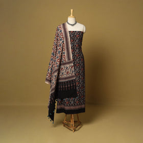 Black - 3pc natural dyed cotton unstitched dress material