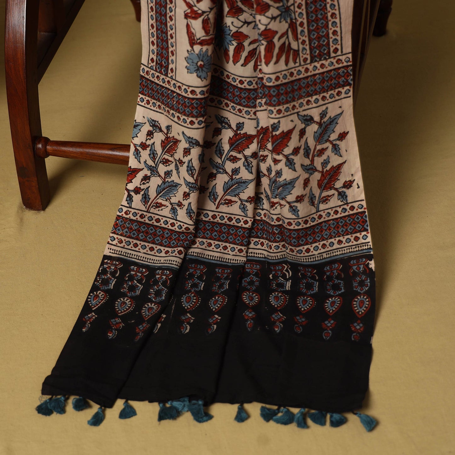 Black - 3pc natural dyed cotton unstitched dress material