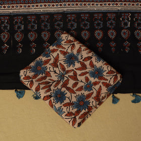 Black - 3pc natural dyed cotton unstitched dress material