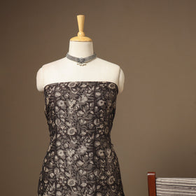 Black 3pc Natural Dyed Maheshwari Silk Unstitched Vanaspati Jahota Dress Material