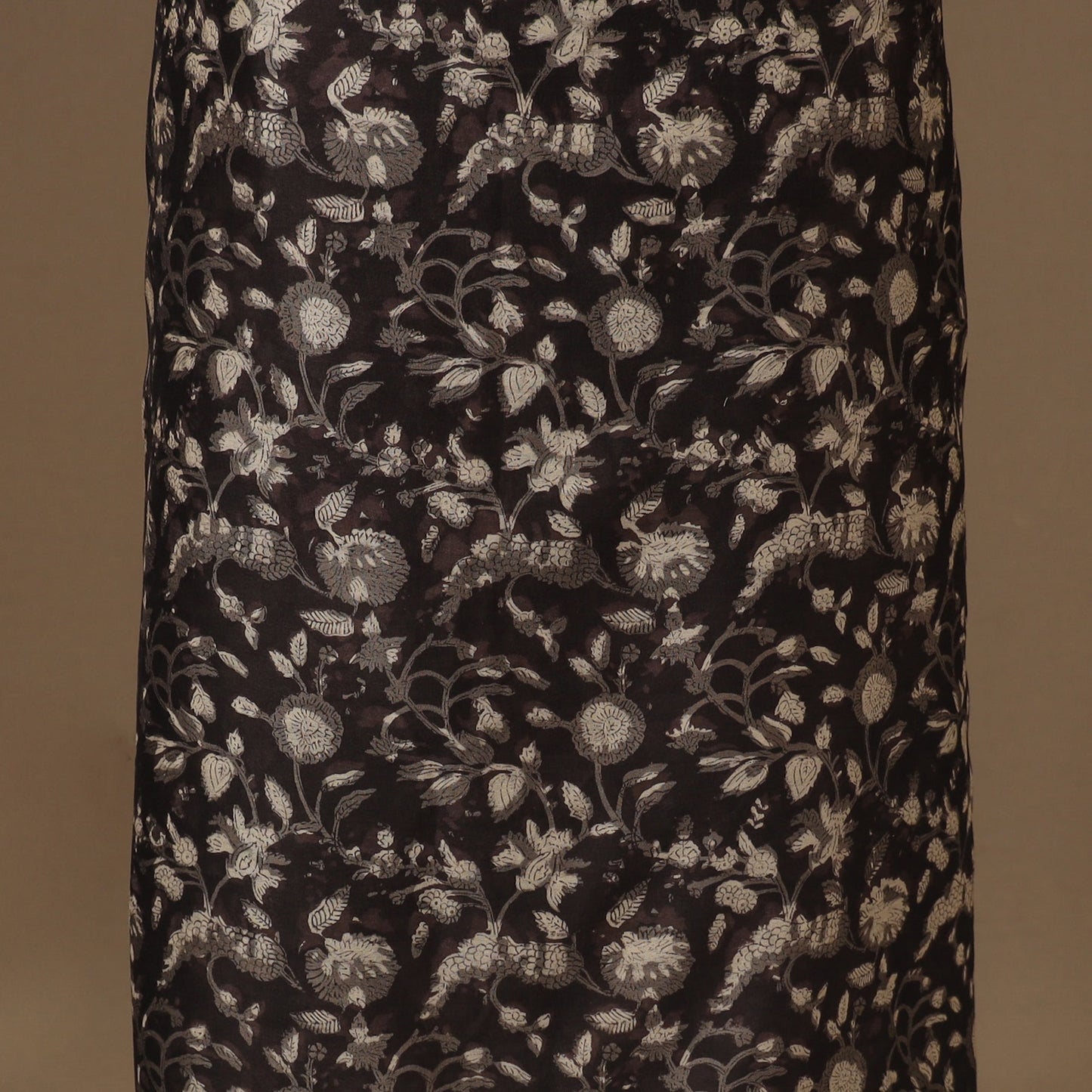 Black 3pc Natural Dyed Maheshwari Silk Unstitched Vanaspati Jahota Dress Material